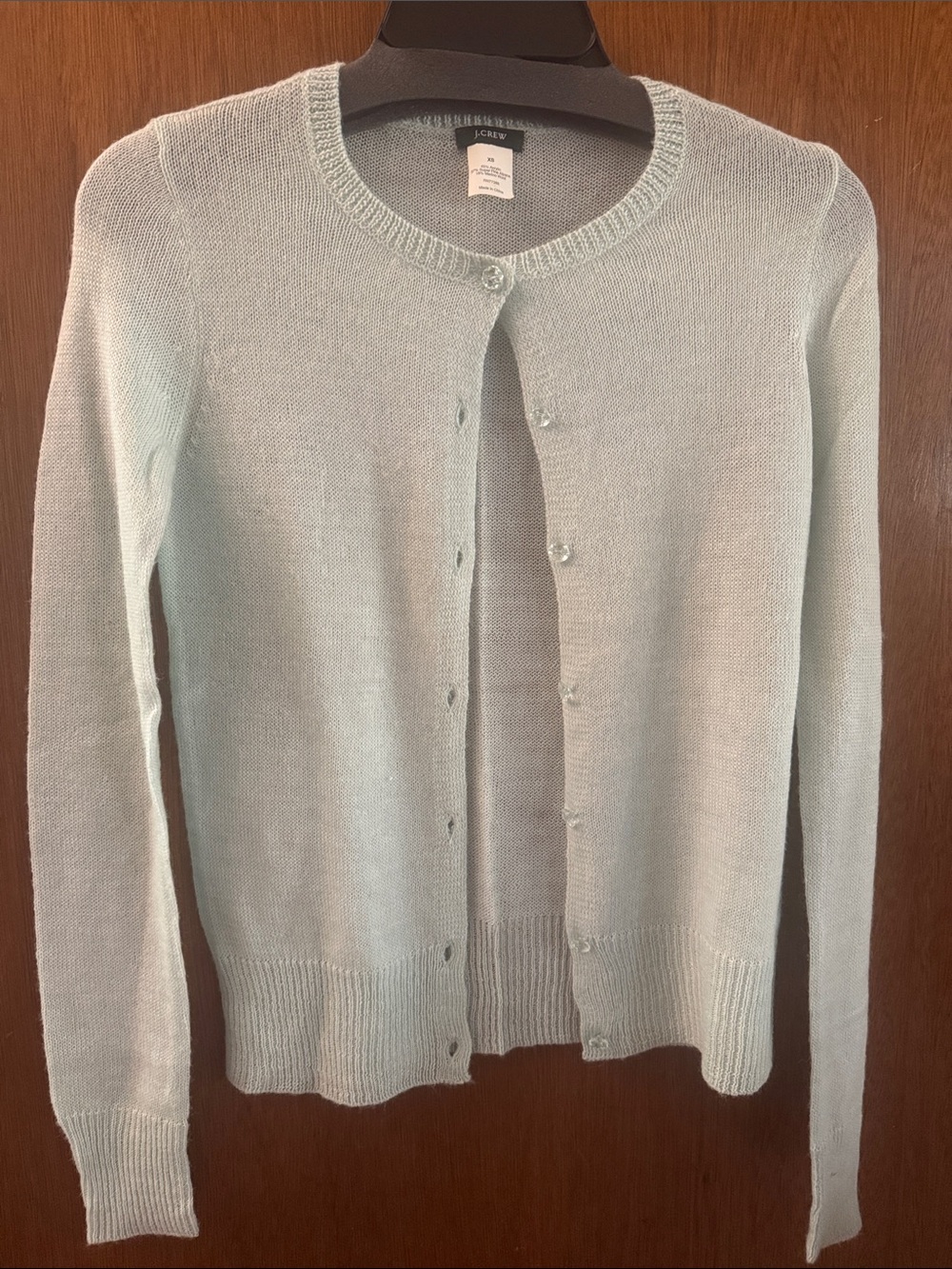 J. Crew Light Mint Crewneck Button Cardigan